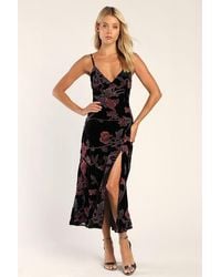 Lulus - Divine Allure Floral Burnout Velvet Midi Dress - Lyst