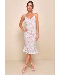 Lulus - Alluring Love And Lace Trumpet Hem Midi Dress - Lyst