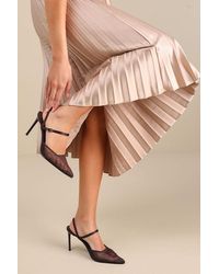 Lulus - Zylla Chocolate Mesh Pointed-Toe Pumps - Lyst