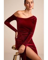 Lulus - Notorious Icon Velvet Asymmetrical Maxi Dress - Lyst