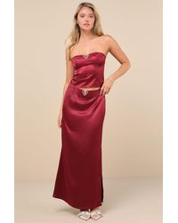 The Frolic - Priscilla Satin Maxi Skirt - Lyst