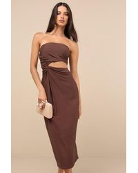 Lulus - Zisel Cutout Strapless Midi Dress - Lyst