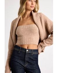 Lulus - Almaya Marled Knit Crop Top And Cardigan Sweater Set - Lyst