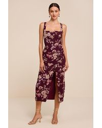 Lulus - Lesina Floral Sleeveless Midi Dress - Lyst
