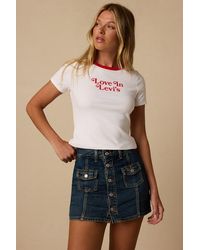 Levi's - Button Front Dark Wash Mid-Rise Skort - Lyst