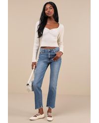 Just Black - Roaming Wild Medium Wash High-Waisted Straight-Leg Jeans - Lyst