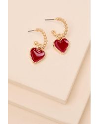 Lulus - Cordellia And Heart Hoop Earrings - Lyst