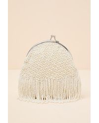 Lulus - Marceline Beaded Pearl Fringe Clutch - Lyst