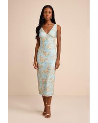Lulus - Renita Floral Sequin Column Midi Dress - Lyst