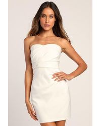 Lulus - Festive Occasion Ruched Strapless Bodycon Mini Dress - Lyst