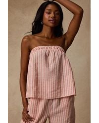Lulus - Billie Striped Cotton Strapless Top - Lyst