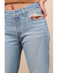 Levi's - 501 90's Ankle Light Wash Embroidered Straight Leg Jeans - Lyst