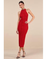 Lulus - Sunia Sleeveless Button-Front Midi Sweater Dress - Lyst