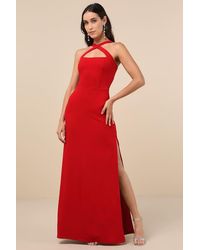 Lulus - Perfectly Demure Backless Column Maxi Dress - Lyst