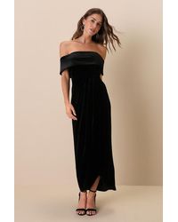 Lulus - I'M Enchanted Velvet Off-The-Shoulder Maxi Dress - Lyst