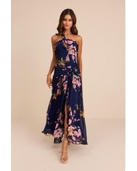 Lulus - Alayda Floral Asymmetrical Ruffled Maxi Dress - Lyst