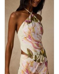 Lulus - Dawson Floral Satin Tie-Back Tank Top - Lyst