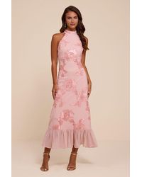Lulus - Margaret Textured Ruffled Midi Dress - Lyst