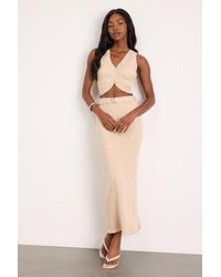 Lulus - Mariah Cream Ribbed Two-Piece Sweater Midi Dress - Lyst