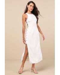 Lulus - Masterfully Mod Side Button Midi Dress - Lyst