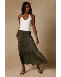 Lulus - Goldie Ruched Midi Skirt - Lyst