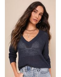 Lulus - Idyllic Breeze Loose Knit V-Neck Sweater Top - Lyst