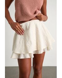 Lulus - Alwen Cream Embroidered Tiered Mini Skirt - Lyst