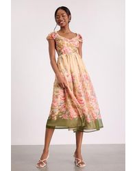 Lulus - Celosia Multi Floral Cap Sleeve Midi Dress - Lyst