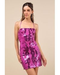 Lulus - Sincerest Shine Sequin Lace-Up Mini Dress - Lyst