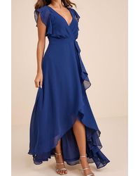Lulus - Ravishing Charm Ruffled Wrap High-Low Maxi Dress - Lyst