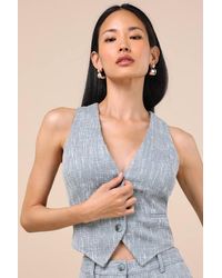 Lulus - Alfonsa Tweed Button-Front Vest Top - Lyst