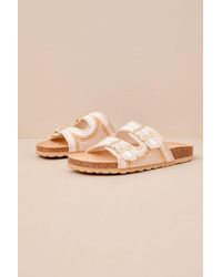 Dirty Laundry - Tambour Natural Multi Crochet Buckle Slide Sandals - Lyst