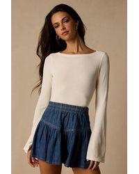 Lulus - Emma Dark Wash Denim Mini Skirt - Lyst