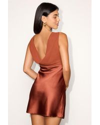 Lulus - Hanley Copper Satin Slip Mini Dress - Lyst