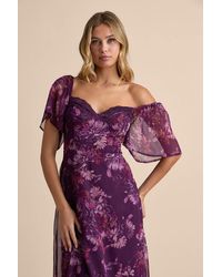 Lulus - Valla Floral Flutter Sleeve Midi Dress - Lyst