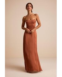 Lulus - Extraordinary Presence Satin Strapless Maxi Dress - Lyst