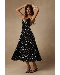Lulus - Oraya Polka Dot Tie-Back Midi Dress - Lyst