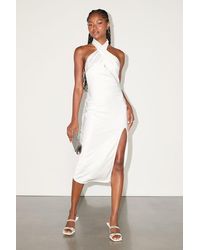 Lulus - Beyond Classy Satin Halter Midi Dress - Lyst