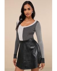 Lulus - Mod Cutie Color Block Ribbed Long Sleeve Bodysuit - Lyst