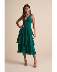 Lulus - Celebration Time Sleeveless Tiered Midi Dress - Lyst