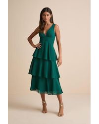 Lulus - Celebration Time Sleeveless Tiered Midi Dress - Lyst