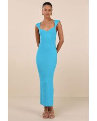 Lulus - Chiara Ribbed Knit Cap Sleeve Midi Dress - Lyst