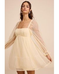 Lulus - Dreamy Sweetness Swiss Dot Ruffled Mini Babydoll Dress - Lyst