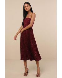 Lulus - Perfectly Stunning Jacquard Strapless Midi Dress - Lyst