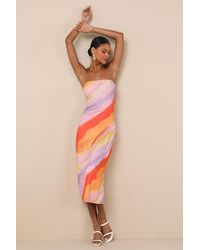 Lulus - Jaylah Multi Mesh Strapless Midi Dress - Lyst