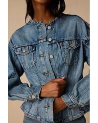 Levi's - Sculpted Trucker Medium Wash Denim Jacket - Lyst