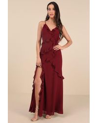 Lulus - Fancy Sweetness Ruffled Lace-Up Sleeveless Maxi Dress - Lyst