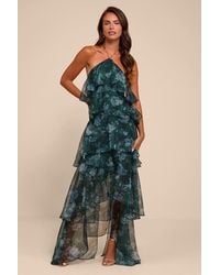 Lulus - Melody Floral Tiered Halter Maxi Dress - Lyst