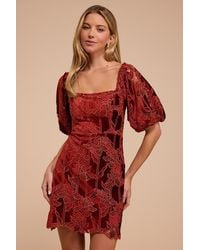 Lulus - Reece Floral Velvet Mini Dress - Lyst