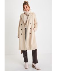 Lulus - Season Of Sophistication Cream Double-Breasted Coat - Lyst